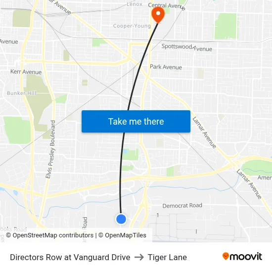 Directors Row at Vanguard Drive to Tiger Lane map