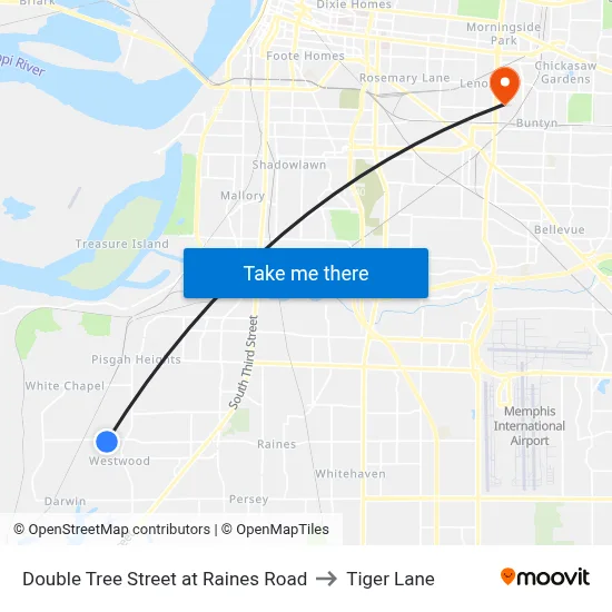 Double Tree Street at Raines Road to Tiger Lane map