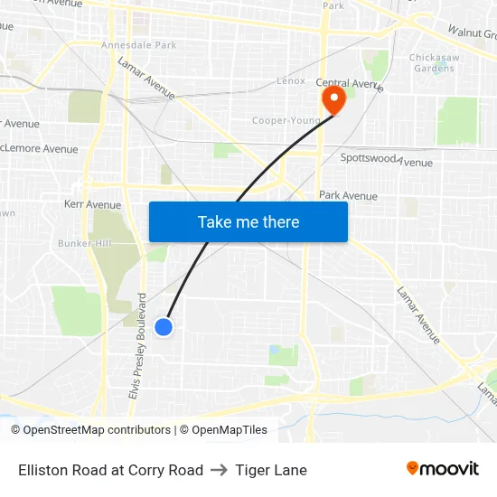 Elliston Road at Corry Road to Tiger Lane map