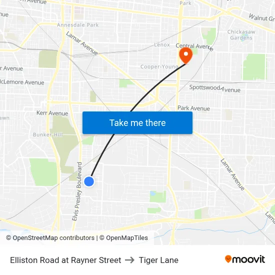 Elliston Road at Rayner Street to Tiger Lane map