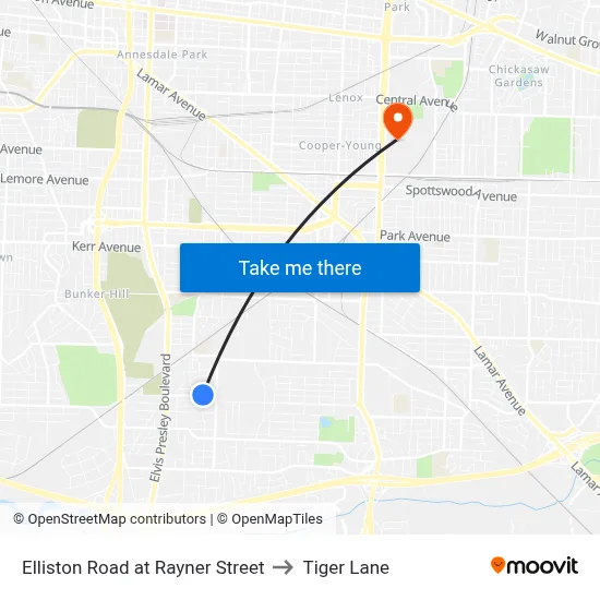 Elliston Road at Rayner Street to Tiger Lane map