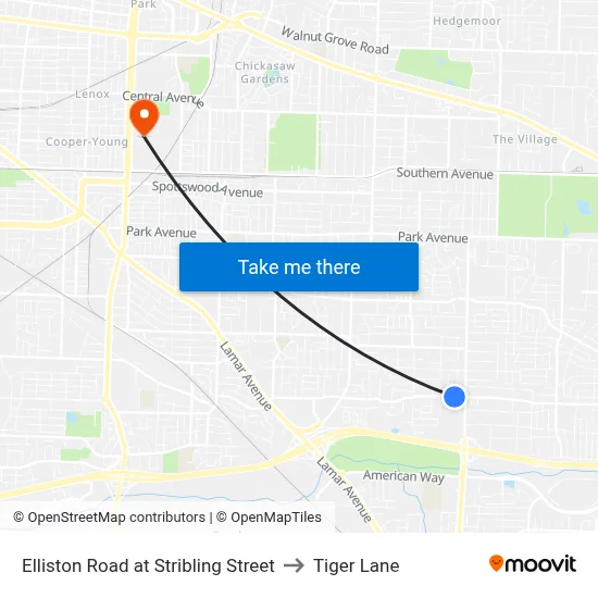 Elliston Road at Stribling Street to Tiger Lane map
