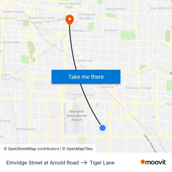 Elmridge Street at Arnold Road to Tiger Lane map