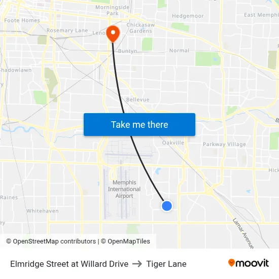 Elmridge Street at Willard Drive to Tiger Lane map