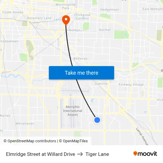 Elmridge Street at Willard Drive to Tiger Lane map