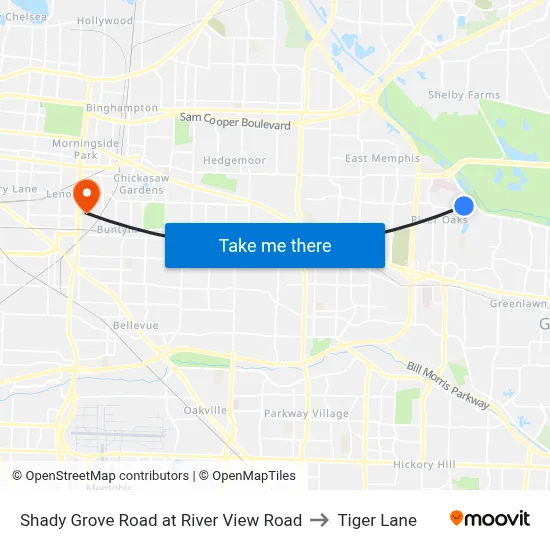 Shady Grove Road at River View Road to Tiger Lane map