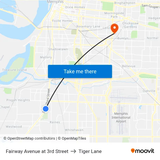 Fairway Avenue at 3rd Street to Tiger Lane map