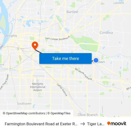 Farmington Boulevard Road at Exeter Road to Tiger Lane map