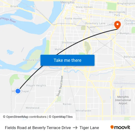 Fields Road at Beverly Terrace Drive to Tiger Lane map