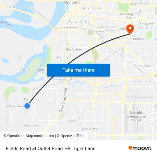 Fields Road at Outlet Road to Tiger Lane map