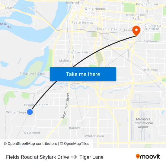 Fields Road at Skylark Drive to Tiger Lane map
