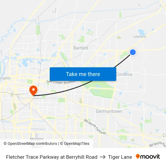 Fletcher Trace Parkway at Berryhill Road to Tiger Lane map
