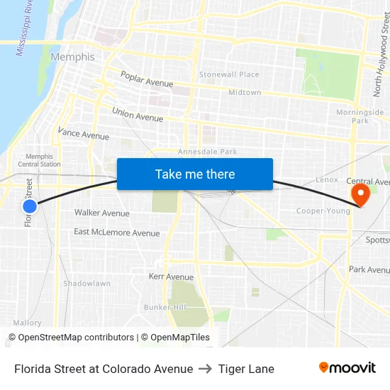 Florida Street at Colorado Avenue to Tiger Lane map