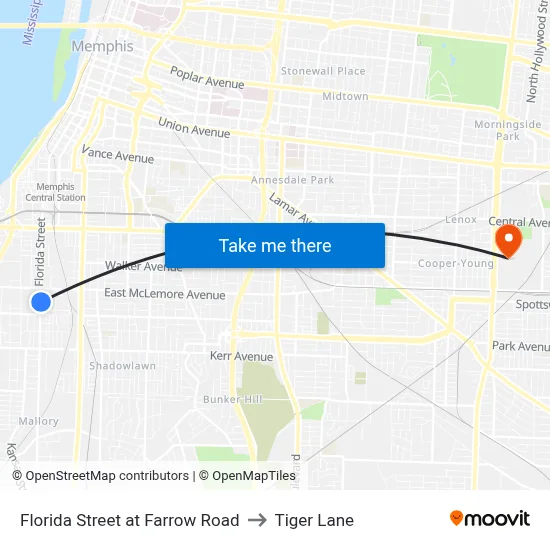 Florida Street at Farrow Road to Tiger Lane map