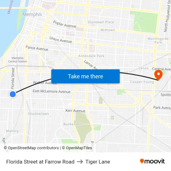Florida Street at Farrow Road to Tiger Lane map