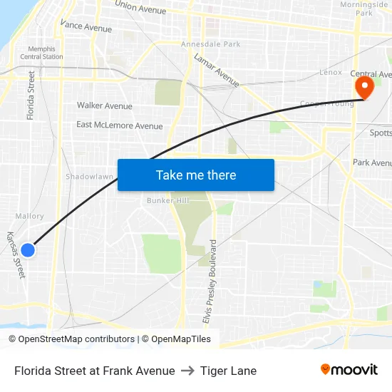 Florida Street at Frank Avenue to Tiger Lane map
