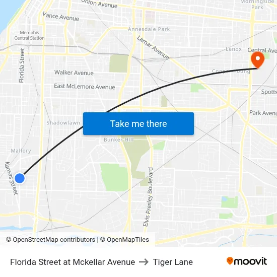 Florida Street at Mckellar Avenue to Tiger Lane map