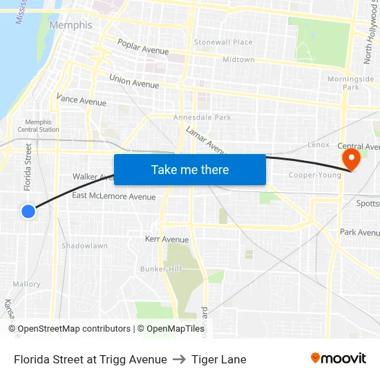 Florida Street at Trigg Avenue to Tiger Lane map