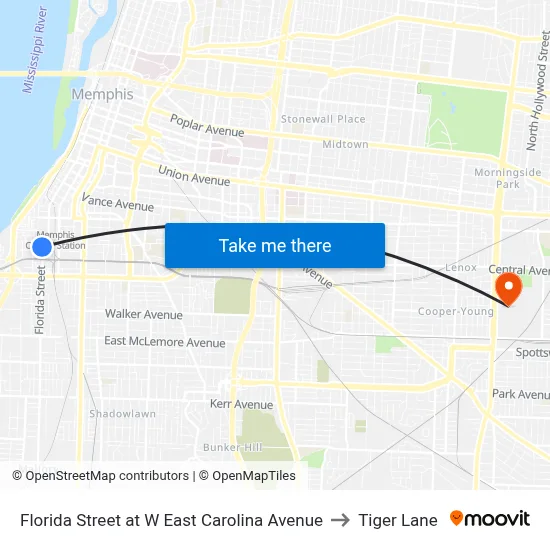 Florida Street at W East Carolina Avenue to Tiger Lane map
