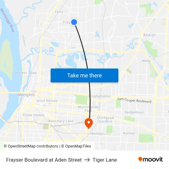 Frayser Boulevard at Aden Street to Tiger Lane map