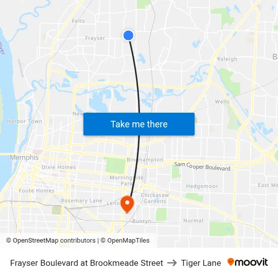 Frayser Boulevard at Brookmeade Street to Tiger Lane map