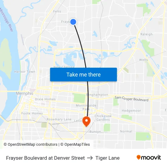 Frayser Boulevard at Denver Street to Tiger Lane map