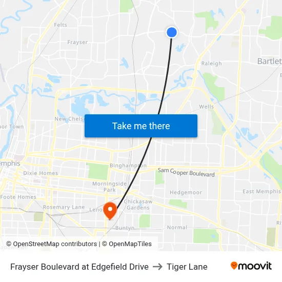 Frayser Boulevard at Edgefield  Drive to Tiger Lane map