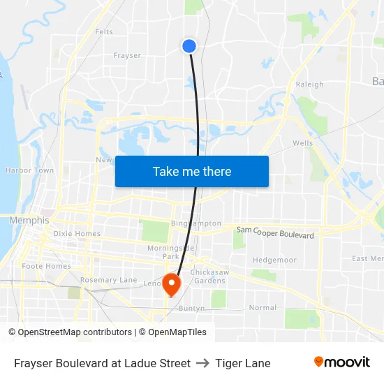 Frayser Boulevard at Ladue Street to Tiger Lane map