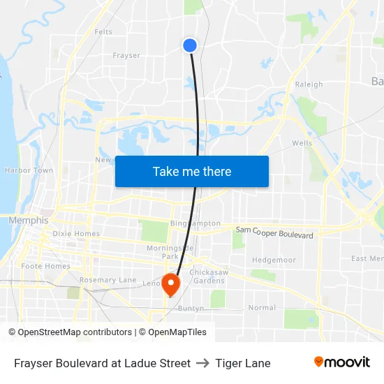 Frayser Boulevard at Ladue Street to Tiger Lane map
