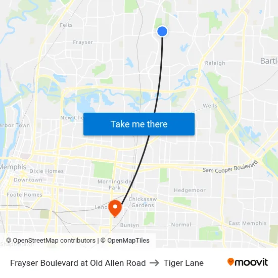Frayser Boulevard at Old Allen Road to Tiger Lane map
