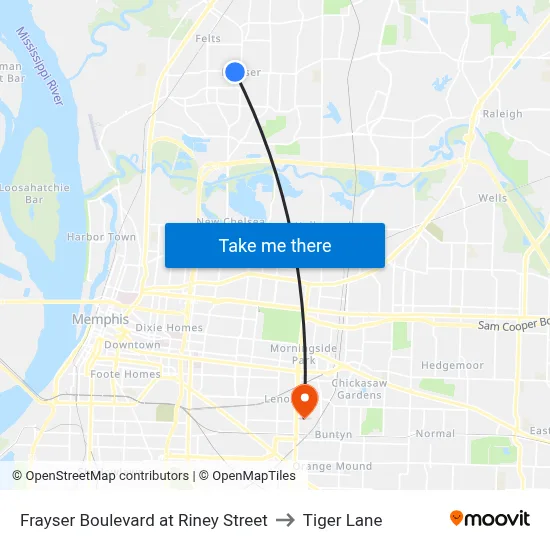 Frayser Boulevard at Riney Street to Tiger Lane map