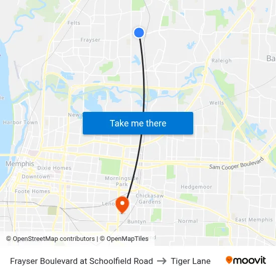 Frayser Boulevard at Schoolfield Road to Tiger Lane map