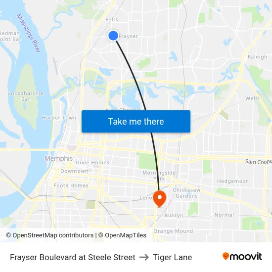 Frayser Boulevard at Steele Street to Tiger Lane map