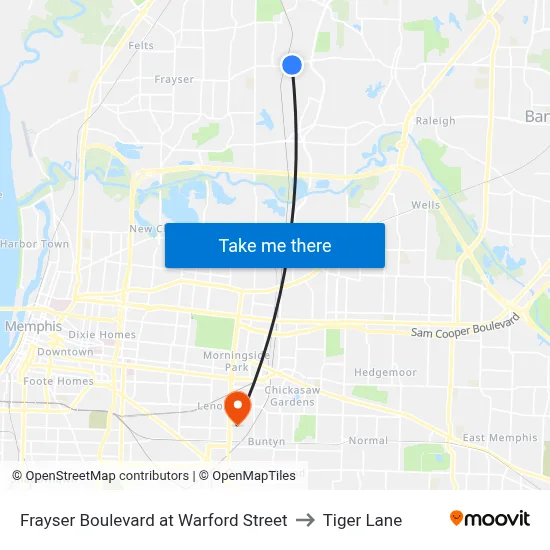 Frayser Boulevard at Warford Street to Tiger Lane map