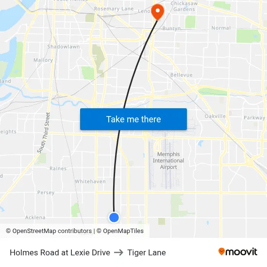 Holmes Road at Lexie Drive to Tiger Lane map