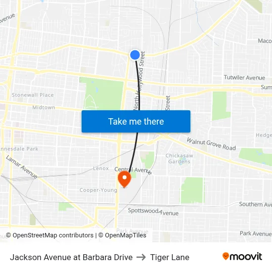 Jackson Avenue at Barbara Drive to Tiger Lane map