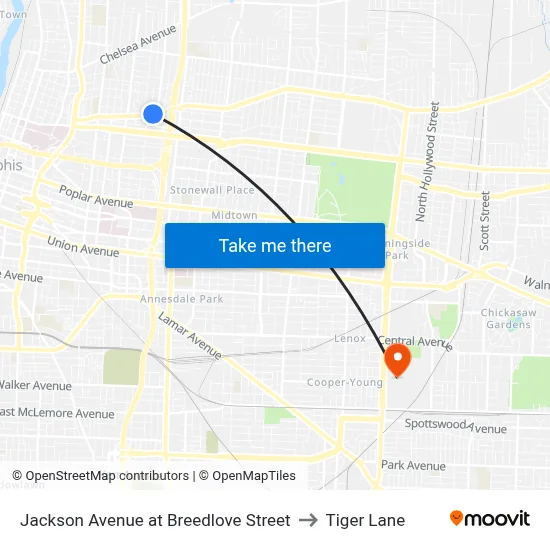 Jackson Avenue at Breedlove Street to Tiger Lane map