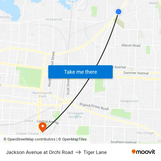 Jackson Avenue at Orchi Road to Tiger Lane map
