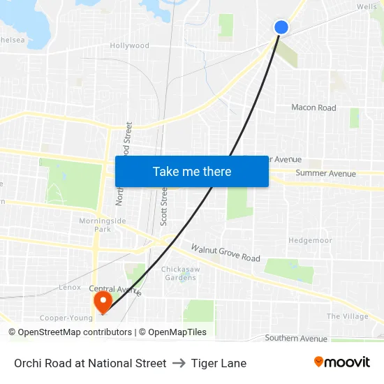 Orchi Road at National Street to Tiger Lane map