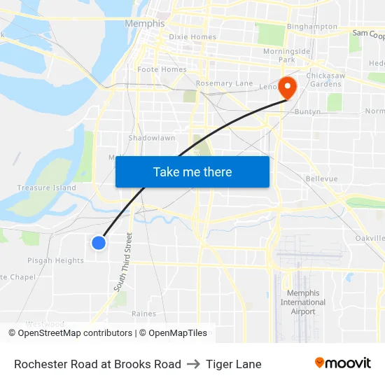Rochester Road at Brooks Road to Tiger Lane map