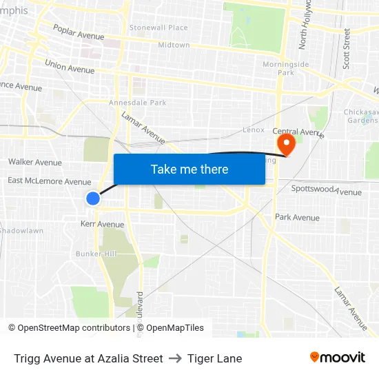 Trigg Avenue at Azalia Street to Tiger Lane map