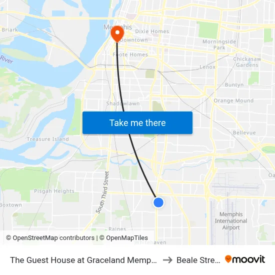 The Guest House at Graceland Memphis to Beale Street map