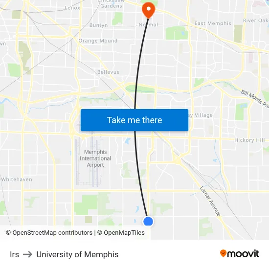Irs to University of Memphis map