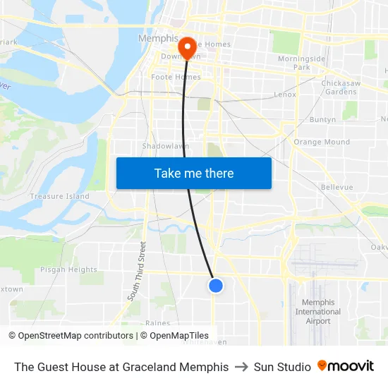 The Guest House at Graceland Memphis to Sun Studio map