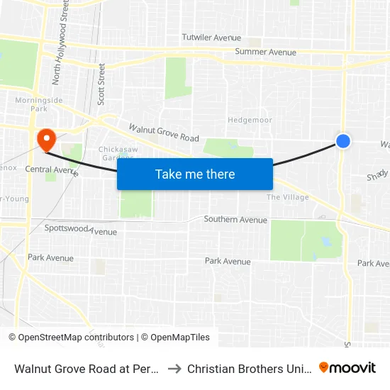 Walnut Grove Road at Perkins Ext to Christian Brothers University map