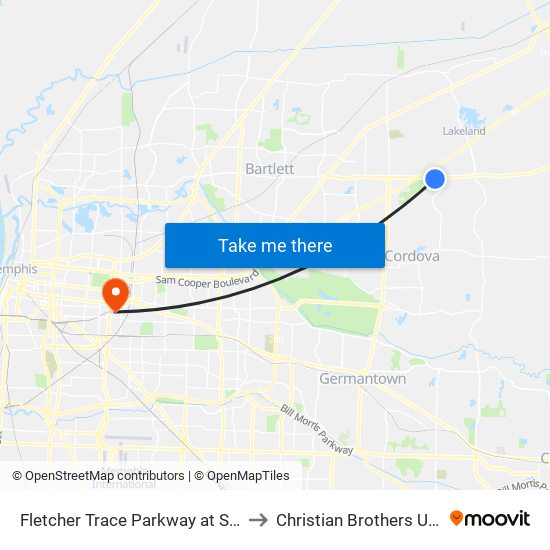 Fletcher Trace Parkway at Stage Road to Christian Brothers University map