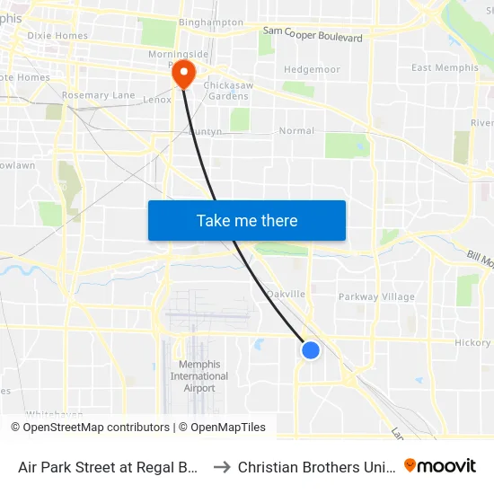 Air Park Street at Regal Boulevard to Christian Brothers University map