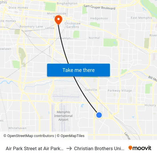 Air Park Street at Air Park Street to Christian Brothers University map