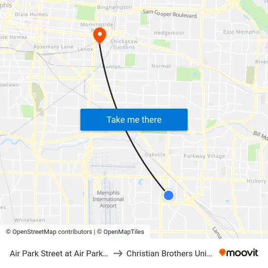 Air Park Street at Air Park Street to Christian Brothers University map