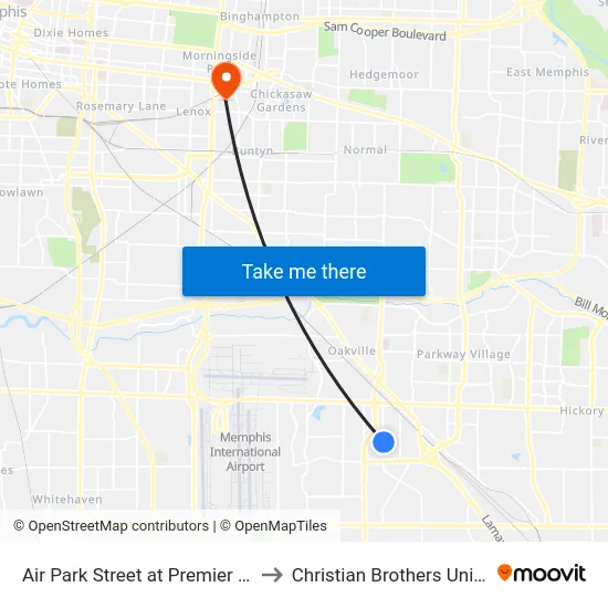 Air Park Street at Premier Avenue to Christian Brothers University map